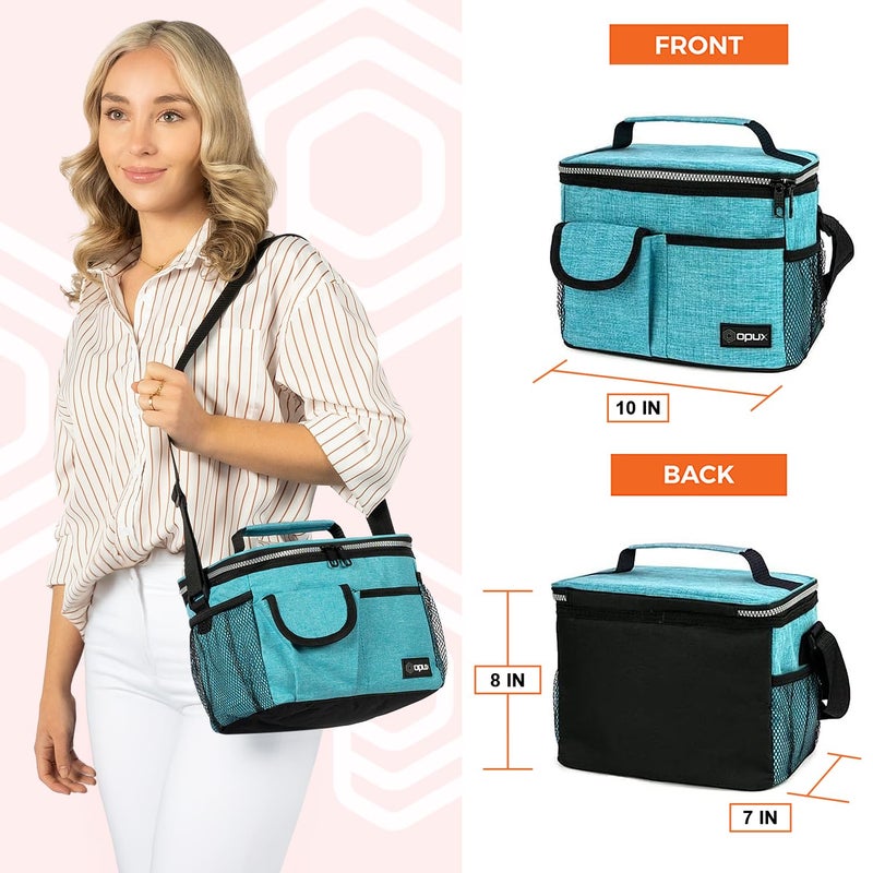 opux Insulated Lunch Bag for Men Women, Leakproof Sea Blue Lunch Box for Work, Portable Soft Lunch Cooler Bag with Shoulder Strap, Adult Lunchbox Lunch Pail for Kid Boy Girl School, 14 Can/8L - Image 3